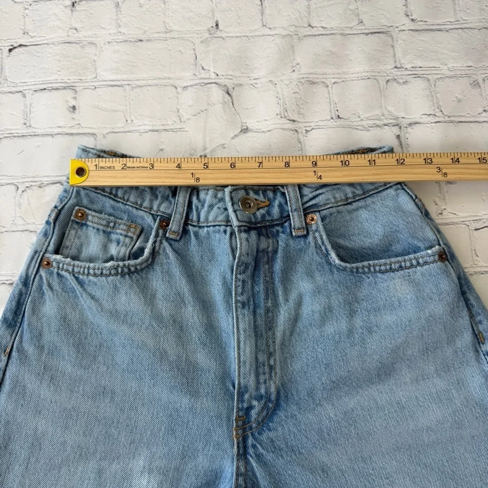 ✅ Zara Light Blue High Rise Wide Barrel Leg Jeans size 0 EUR 32